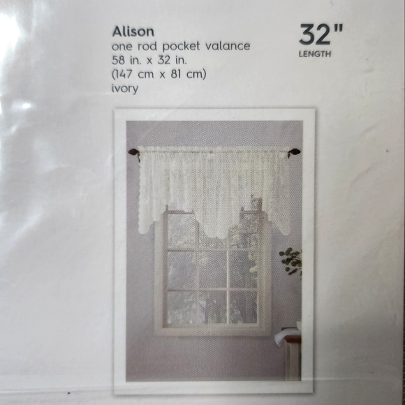 No 918 Rod Pocket Valance Ivory Lace 58"W x 32" L Alison NEW - Picture 9 of 10